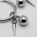 Örhängen stål, stor creol med hängande boll och spike - 30 mm