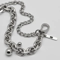 Armband stål, dubbelkedja med kulor, berlock - 16+4 cm