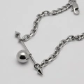 Armband stål, skivstång med spikes och boll - 16+4 cm