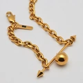 Armband guldpläterat stål, skivstång, boll - 16+4 cm