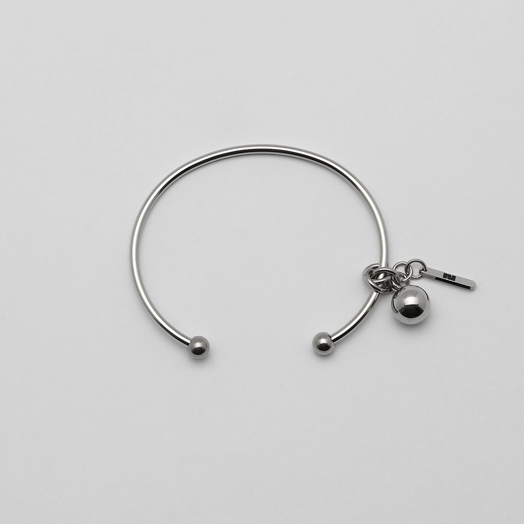 Armband i stål, bangle med boll - 2,5 x 66,5 mm