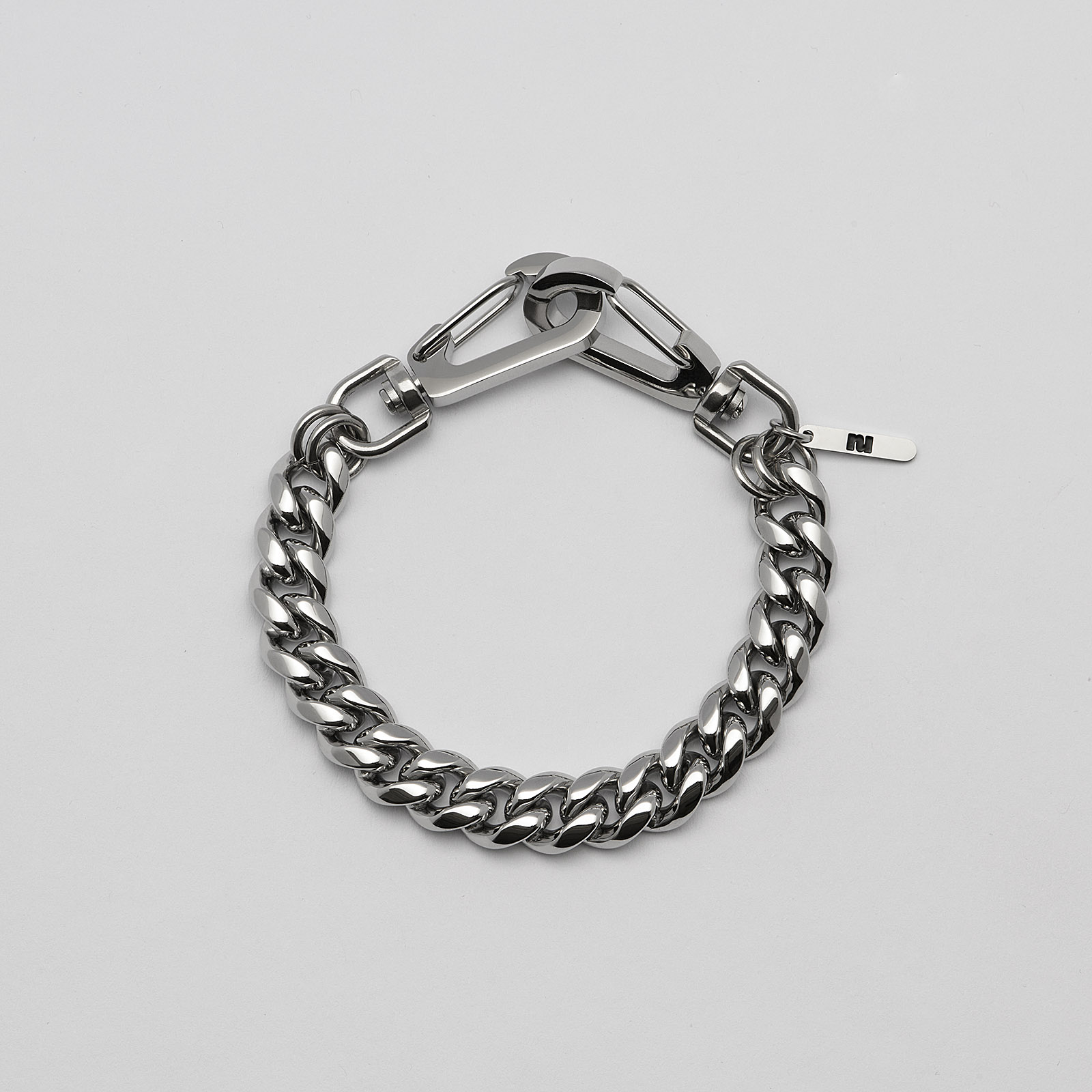 Armband i stål, pansarlänk med karbinhake - 10 mm x 20 cm