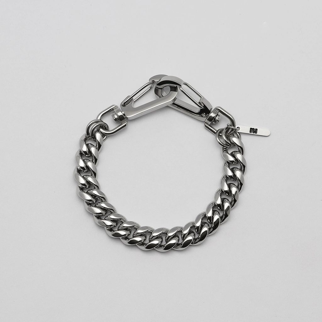 Armband i stål, pansarlänk med karbinhake - 10 mm x 20 cm