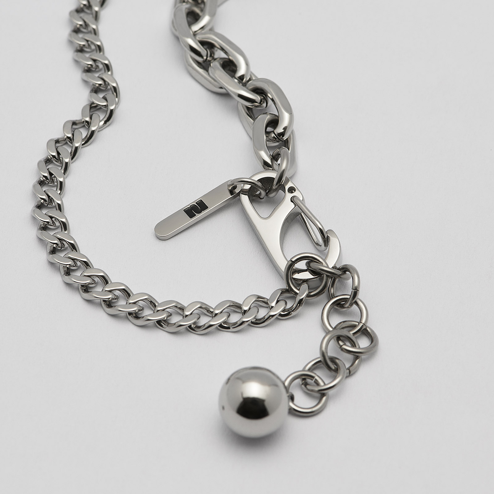 Halsband i stål, kombinerad kedja - 5/8 mm x 82+4 cm