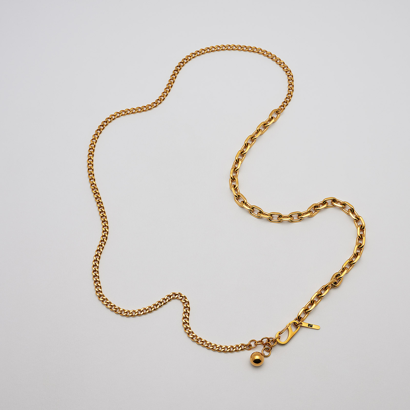 Halsband i guldpläterat stål, ankare/pansar - 82+4 cm