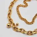 Halsband i guldpläterat stål, dubbelkedja - 40+5 cm