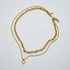 Halsband i guldpläterat stål, dubbelkedja - 50/57+5 cm