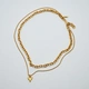 Halsband i guldpläterat stål, dubbelkedja - 50/57+5 cm