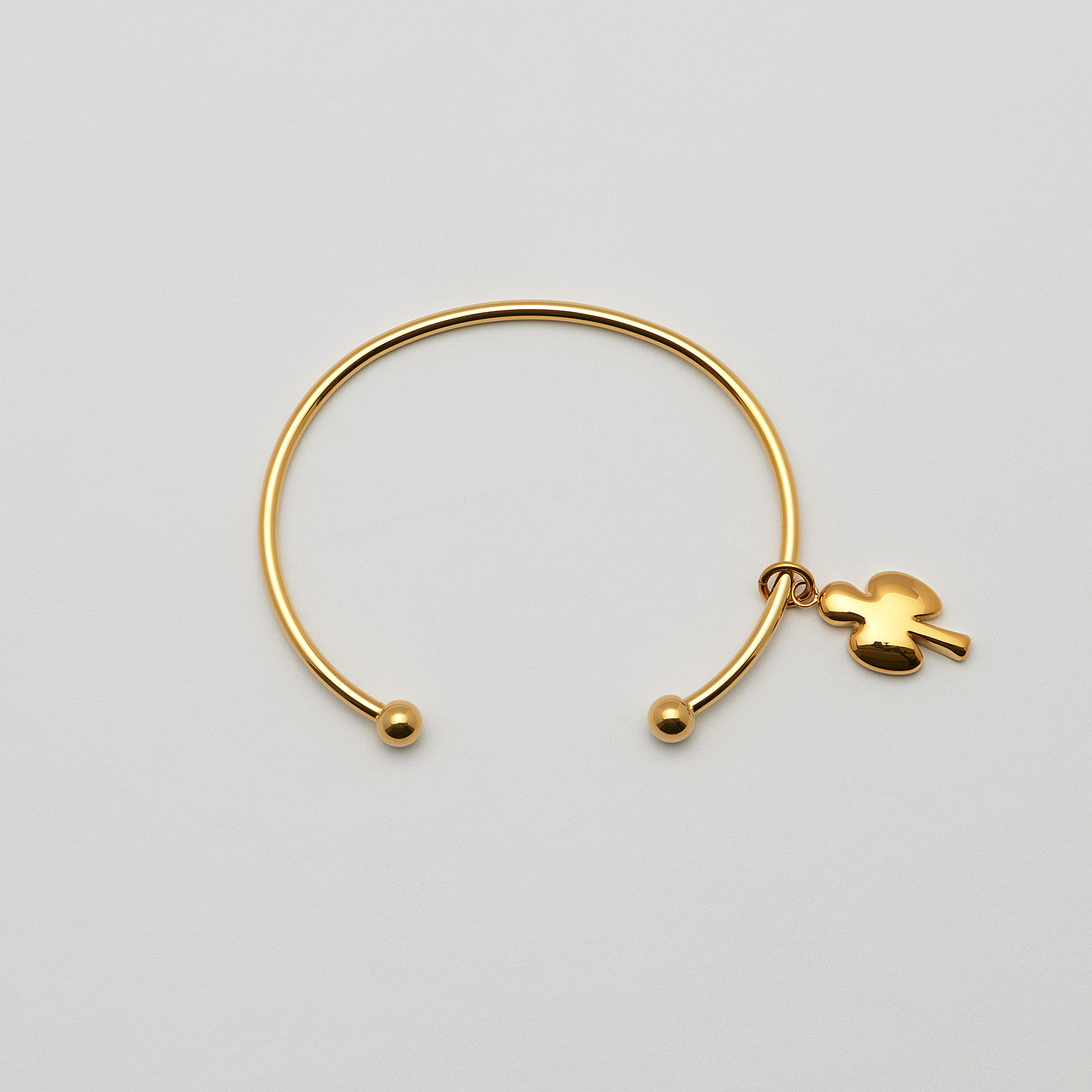 Armband i guldpläterat stål, bangle klöver - 66,5 mm
