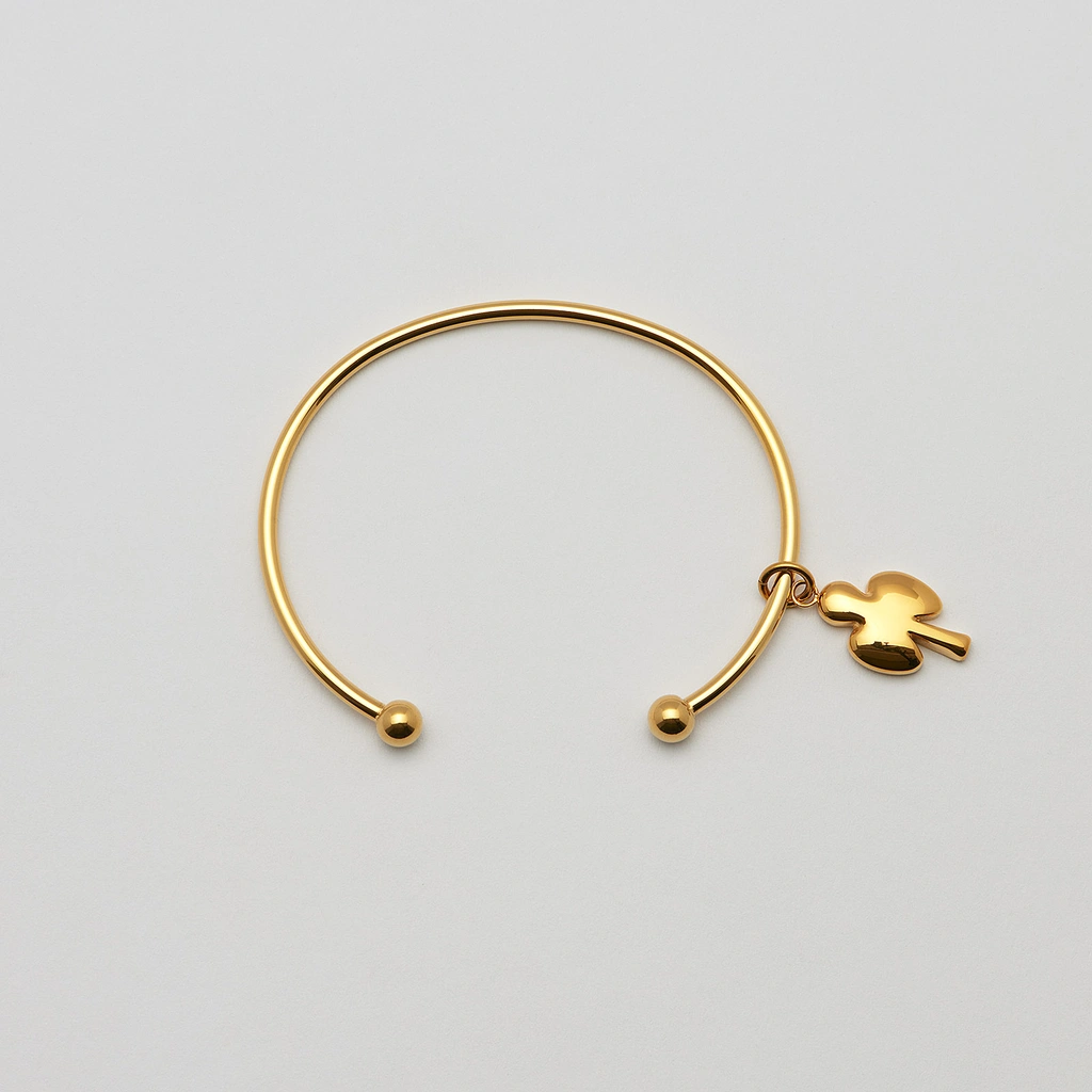 Armband i guldpläterat stål, bangle klöver - 66,5 mm