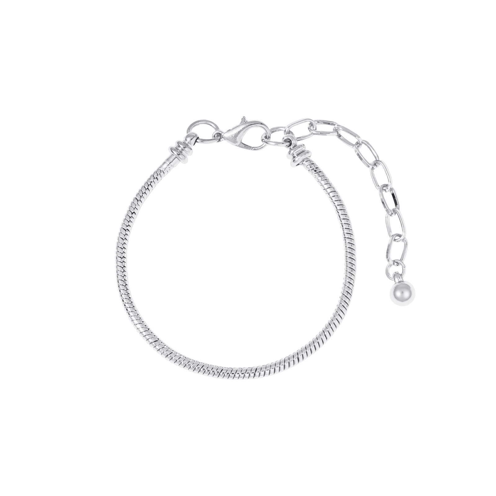 Silverfärgat armband för dam, ormlänk för berlocker
