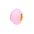 Guldfärgad armbandsberlock, rund med rosa facetterad sten