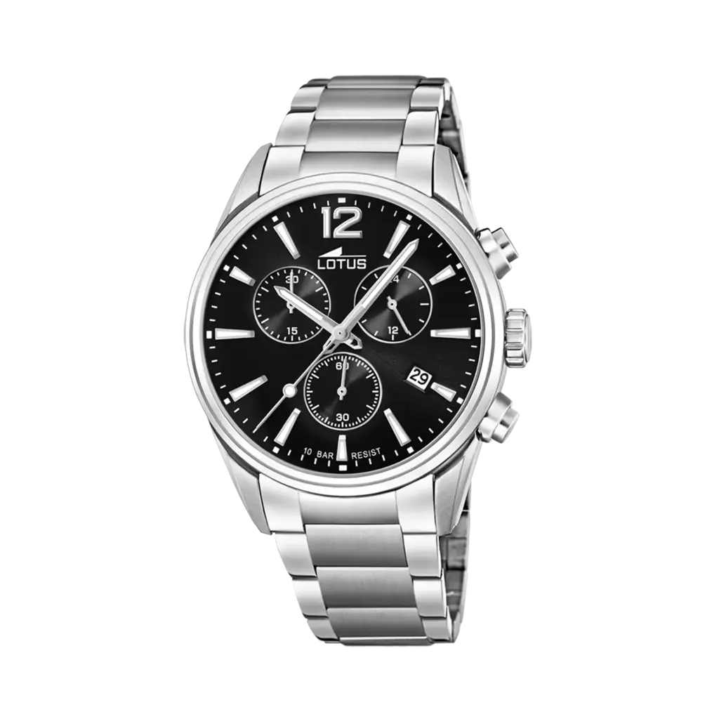 Lotus herrklocka - kronograf, stål/svart, 42 mm