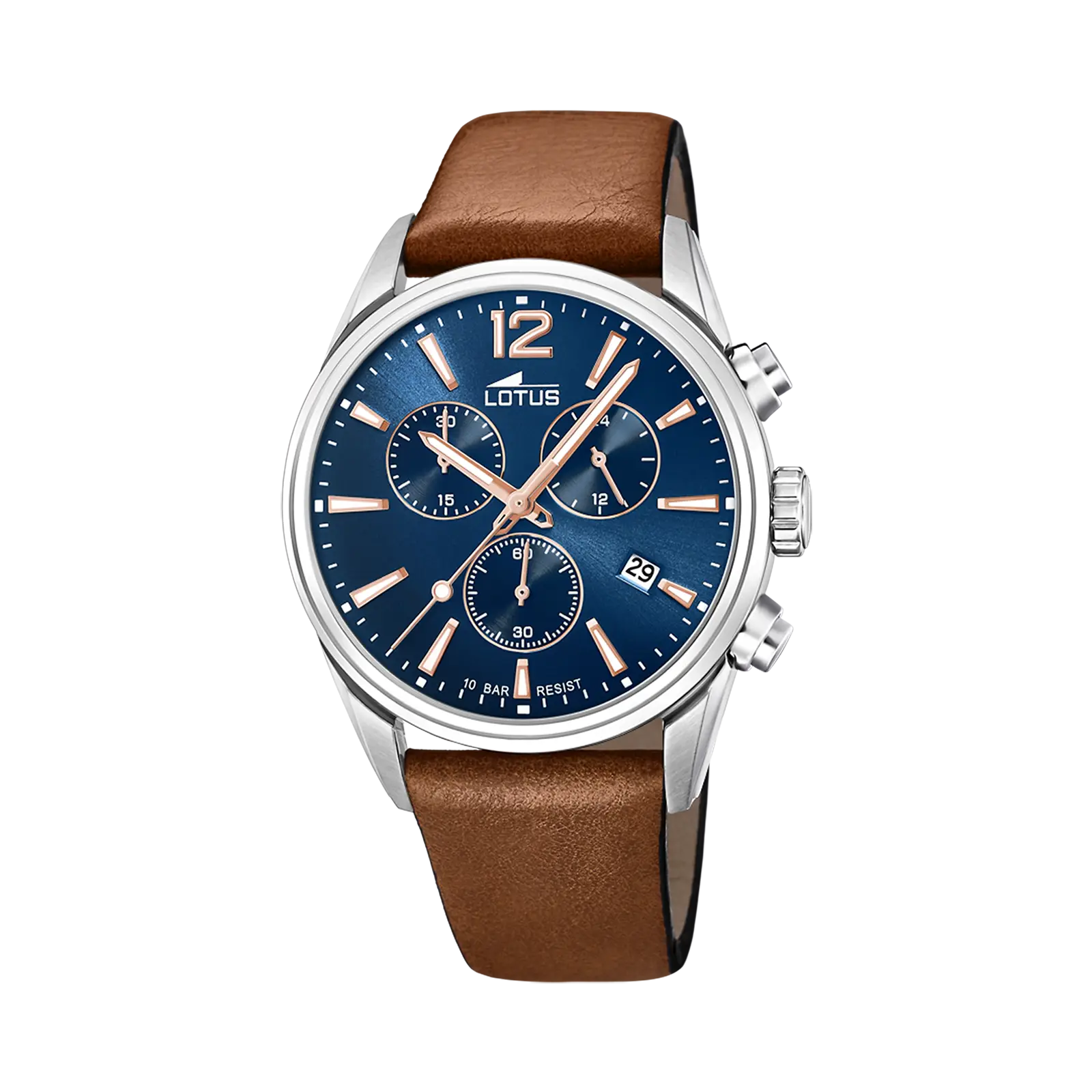 Lotus herrklocka - kronograf, läder/blå, 42 mm