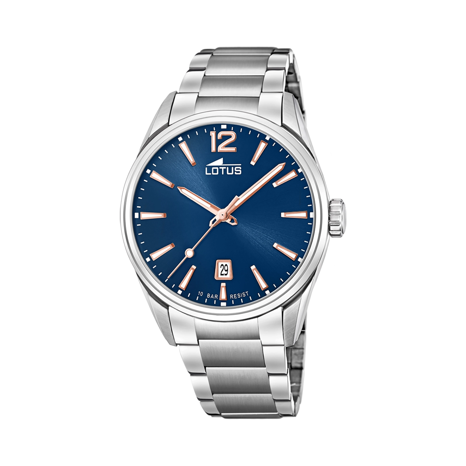 Lotus herrklocka -  datum, stål/blå, 42 mm