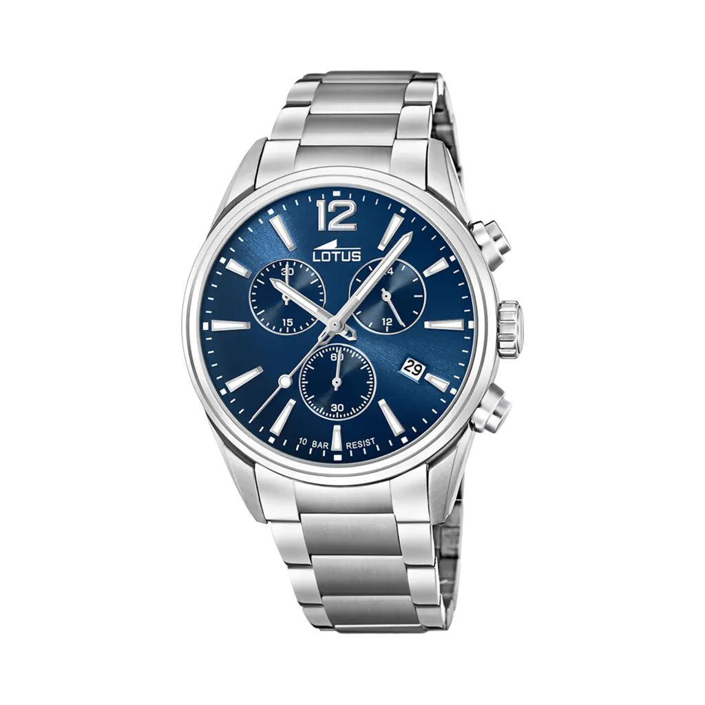 Lotus herrklocka - kronograf, stål/blå, 42 mm