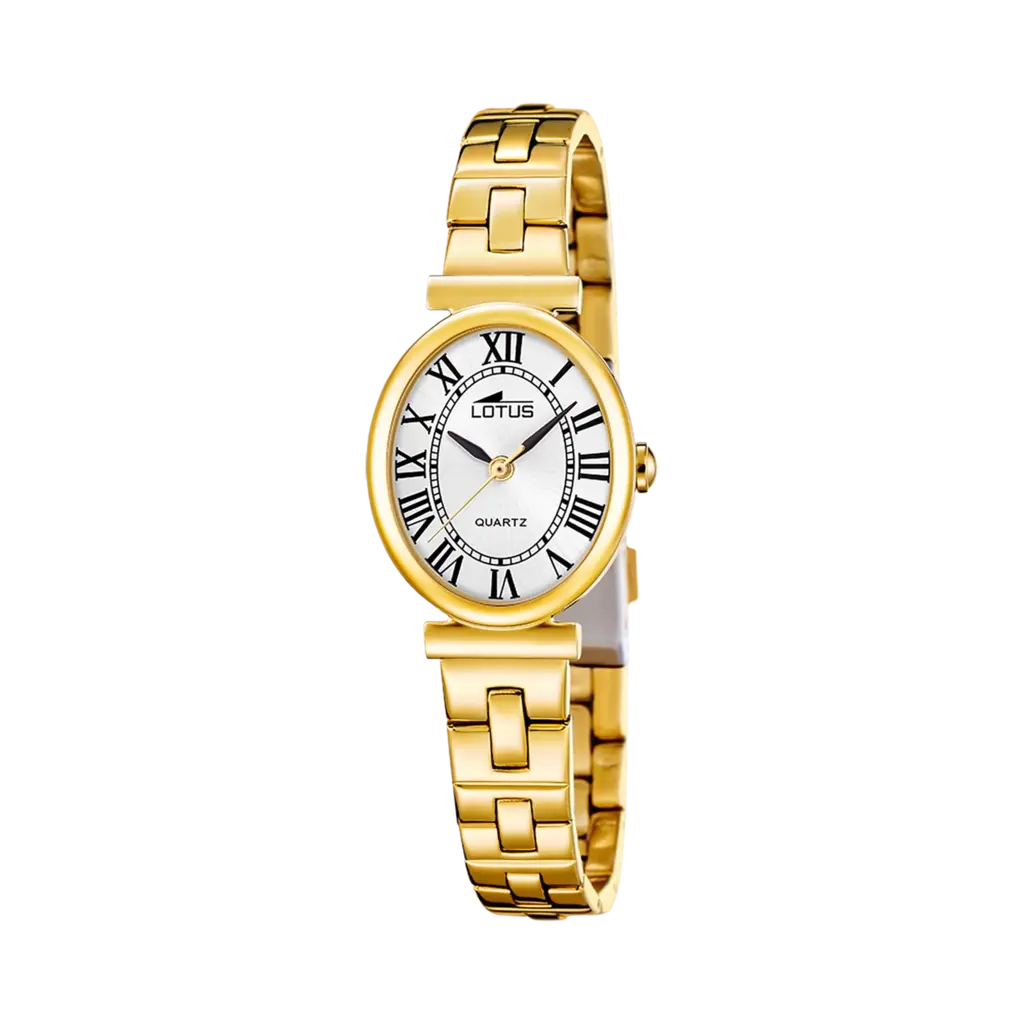 Lotus 2gether dam vit/guld, metallband - L19018/5