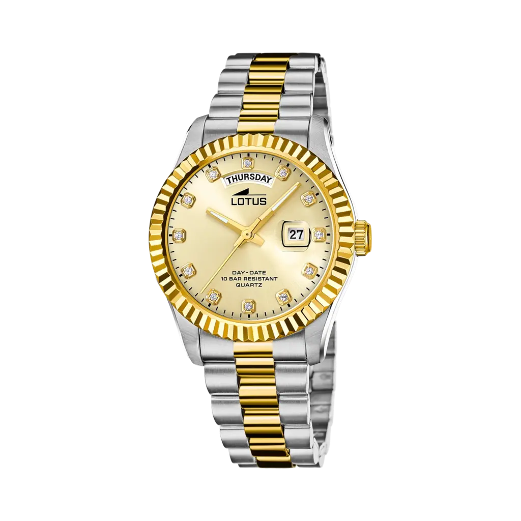 Lotus herrklocka -  dag/datum, bicolor/beige, 41,5 mm