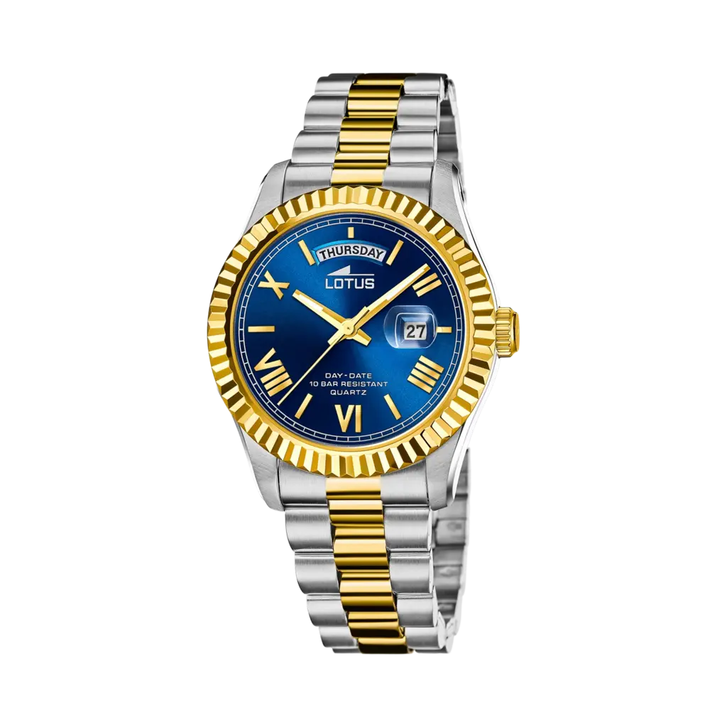 Lotus herrklocka -  dag/datum, bicolor/blå, 41,5 mm