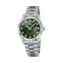 Lotus herrklocka -  dag/datum, stål/grön, stenar, 41,5 mm