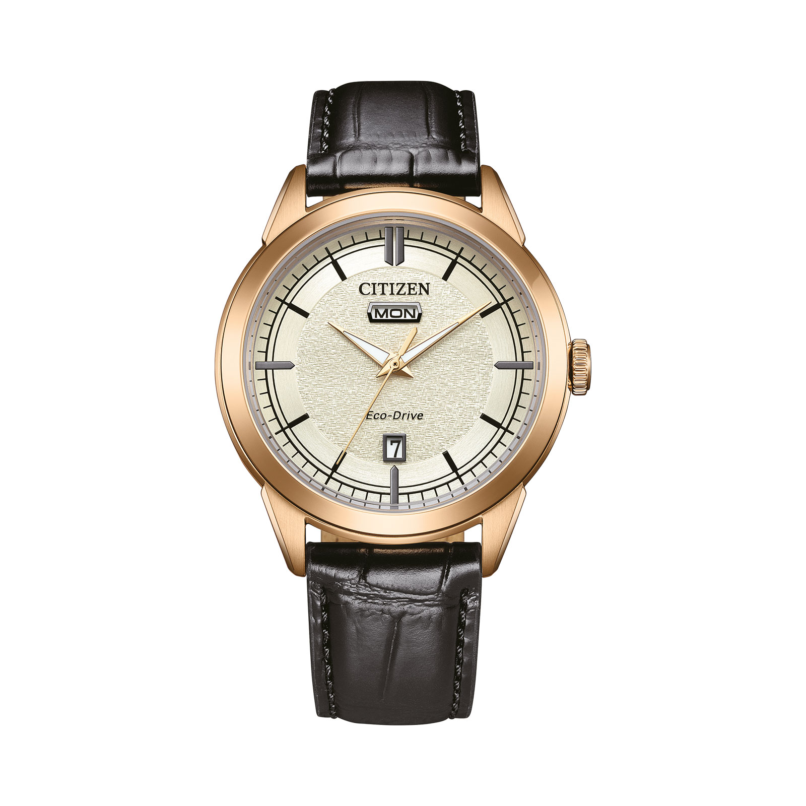Citizen Eco-Drive Vit/Brun, Läderband - AW0153-04A