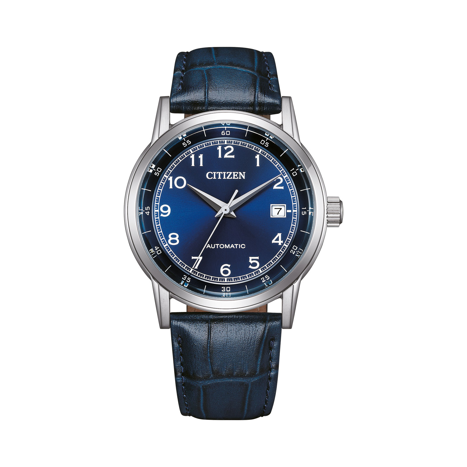 Citizen Automatic Blå/Blå, Läderband - NJ0210-13L