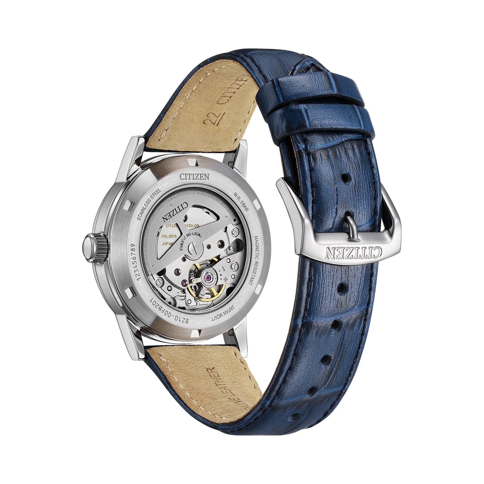 Citizen Automatic Blå/Blå, Läderband - NJ0210-13L
