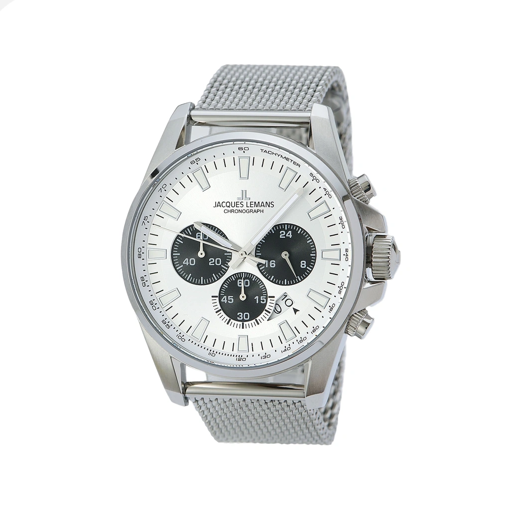 Jacques Lemans Liverpool herrklocka - set vit/stål, 44 mm