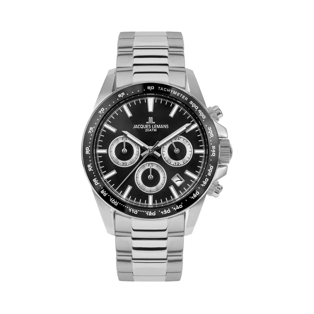 Jacques Lemans Liverpool - klockset herr, stål/svart, 41 mm