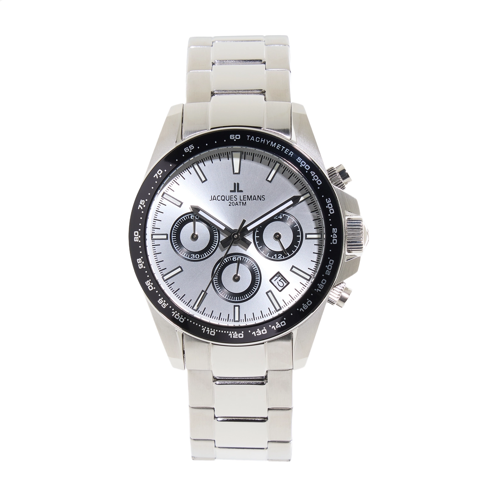 Jacques Lemans Liverpool - klockset herr, stål/vit, 41 mm