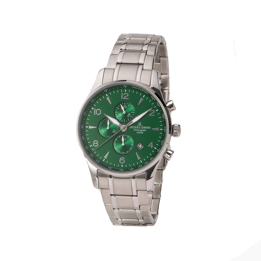 Jacques Lemans London herr, stål/grön 44 mm - 1-1844ZN