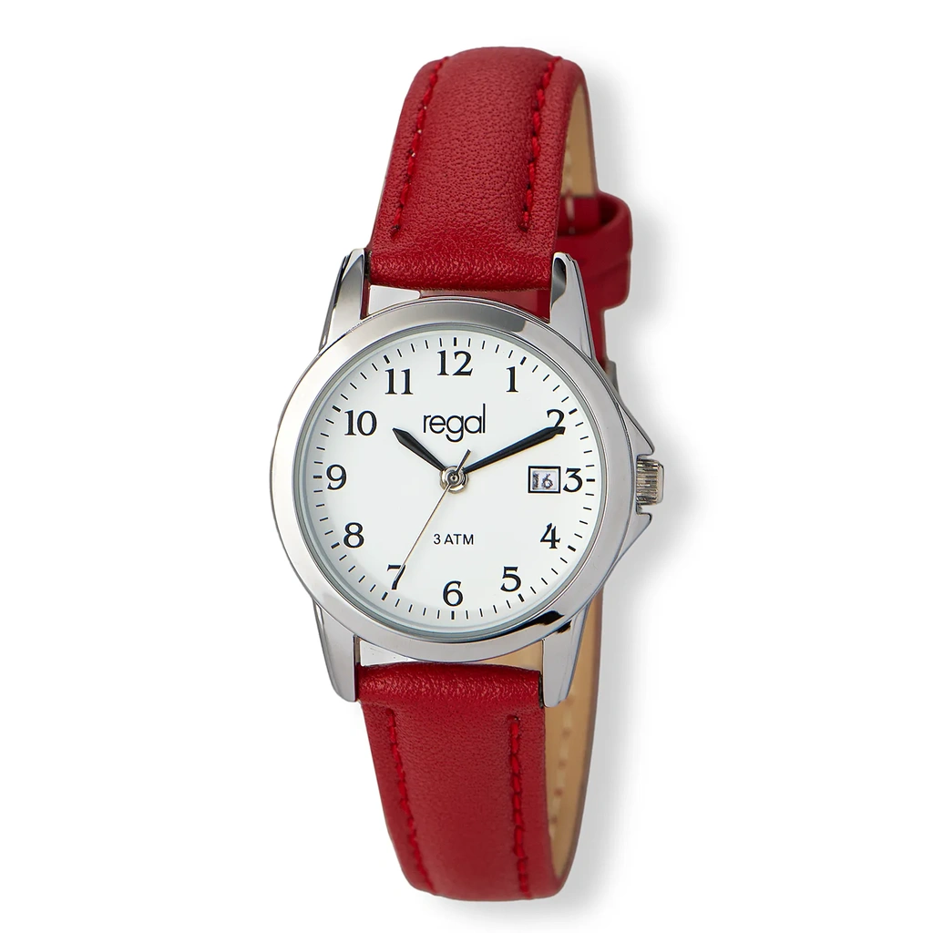 Regal dam vit/silver, rött band - R26982-128