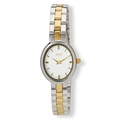 Regal oval dam vit/bicolor, metallband - R89366-132