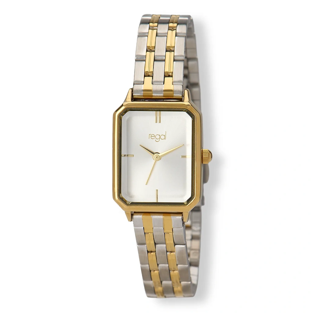 Regal rektangulär dam silver/bicolor, metallband - R89916-632