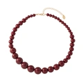 Guldfärgat halsband, vinröda pärlor - 42+5 cm
