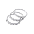 Silverfärgade ringar, 3-pack med glasstenar - Stl 17