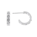 Silverfärgade örhängen, C-hoops med glasstenar - 0,4x1,2 cm