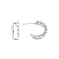 Silverfärgade örhängen, vågiga C-hoops med pärlor - 1,7 cm