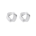 Silverfärgade örhängen, tvinnade ringar studs - 1,7x1,7 cm