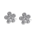 Silverfärgade örhängen, blomformade studs med stenar - 1x1 cm