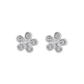 Silverfärgade örhängen, blomformade studs med stenar - 1x1 cm