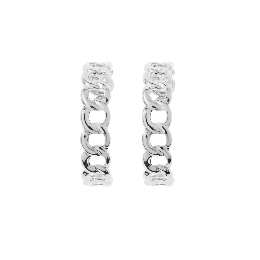 Silverfärgade örhängen, kedjeformade C-hoops - 0,5x2 cm