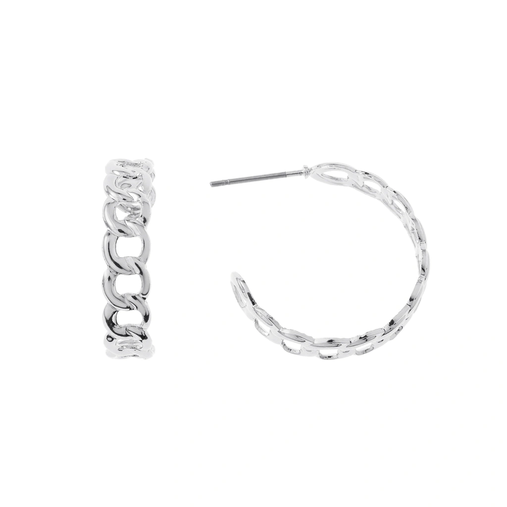 Silverfärgade örhängen, kedjeformade C-hoops - 0,5x2 cm