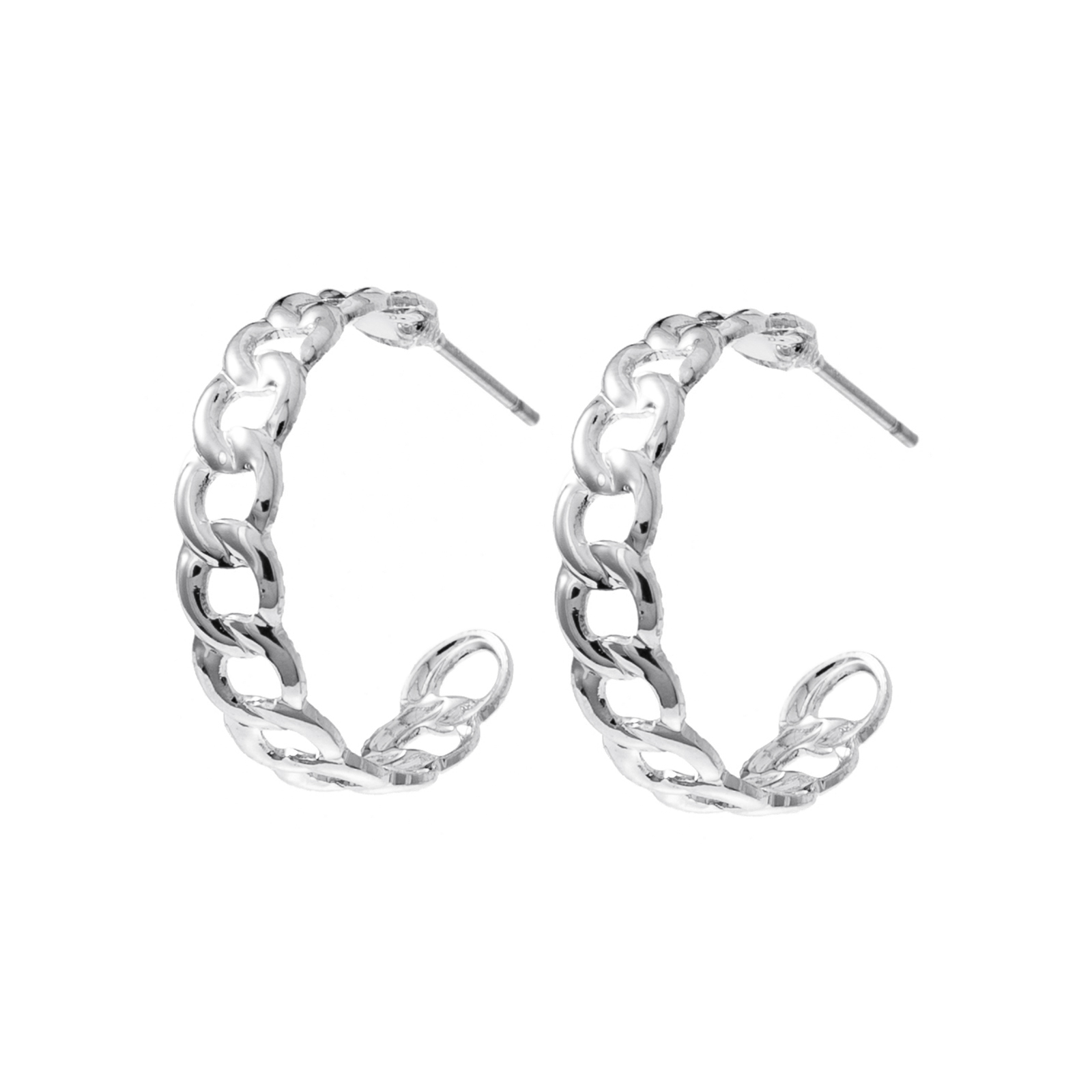 Silverfärgade örhängen, kedjeformade C-hoops - 0,5x2 cm