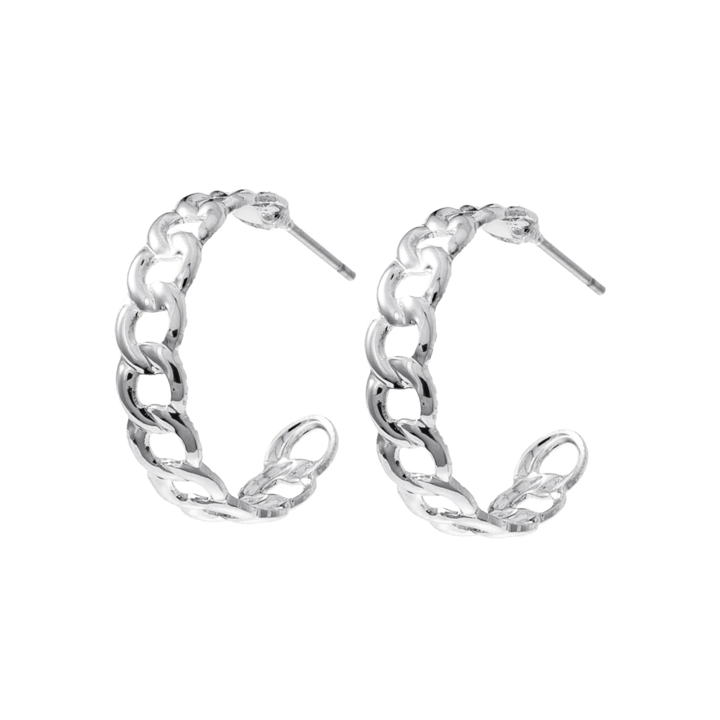 Silverfärgade örhängen, kedjeformade C-hoops - 0,5x2 cm