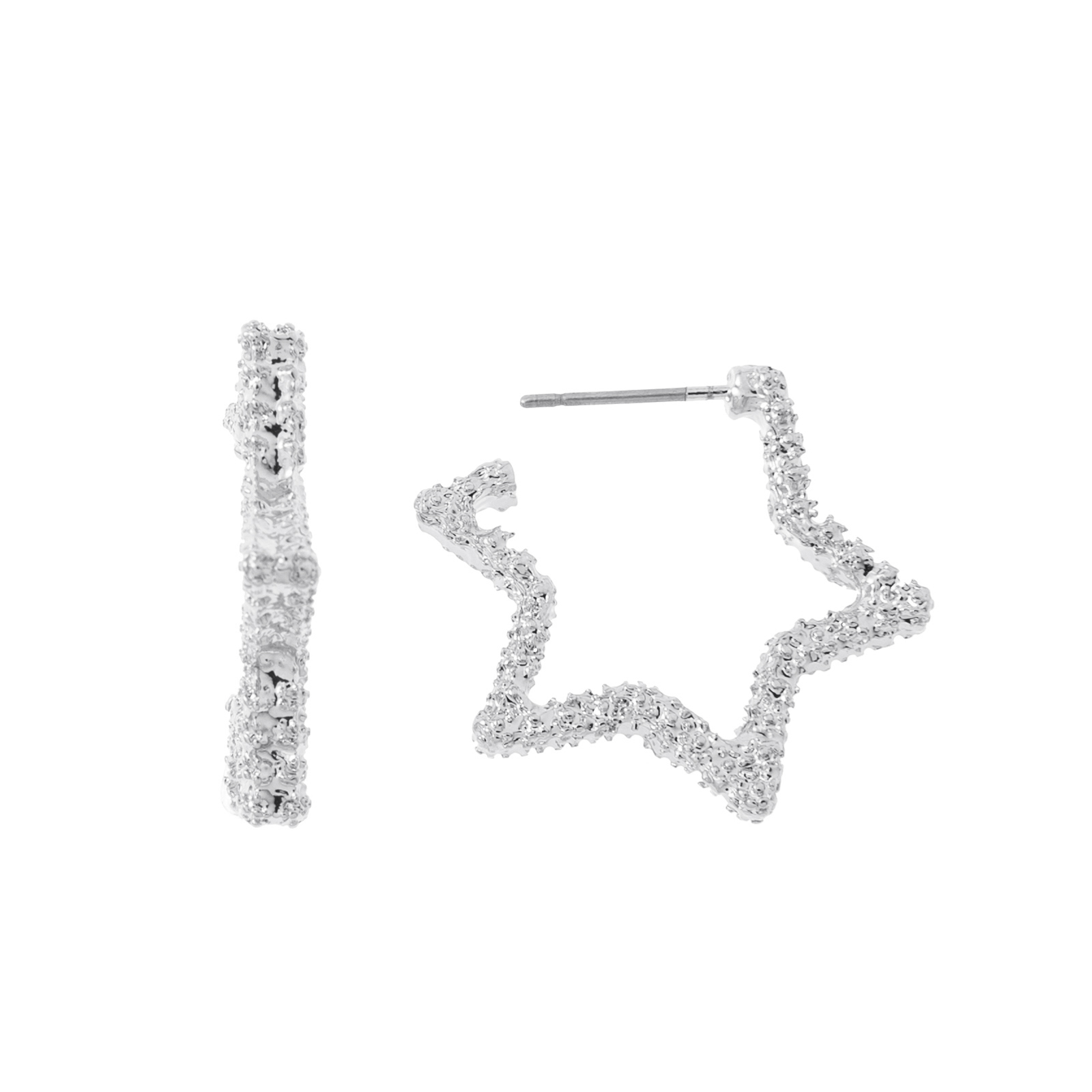Silverfärgade örhängen, stjärnformade hoops - 0,5x2 cm