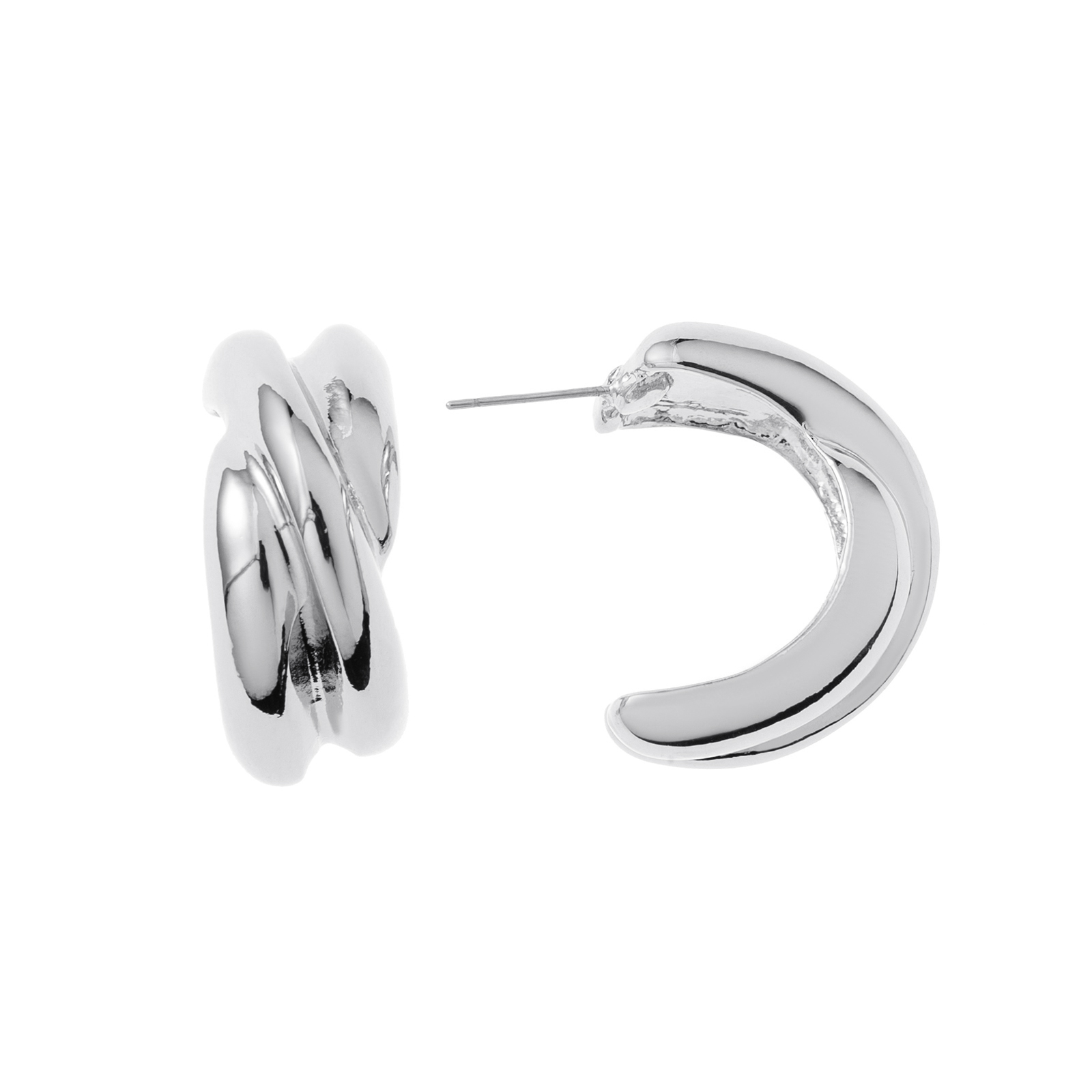 Silverfärgade örhängen, tvinnade C-hoops - 1,2x2 cm