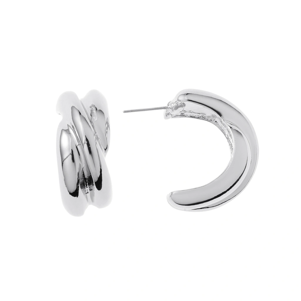 Silverfärgade örhängen, tvinnade C-hoops - 1,2x2 cm