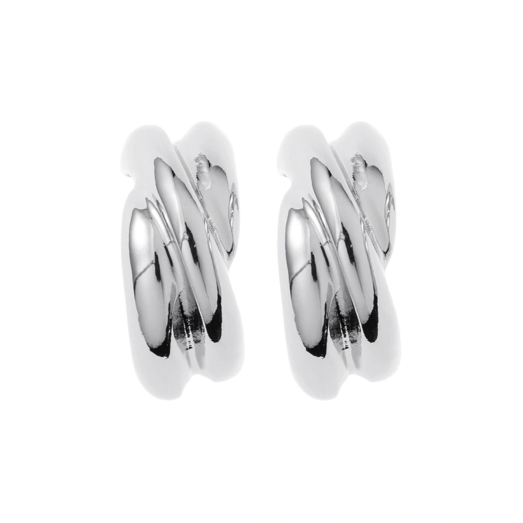 Silverfärgade örhängen, tvinnade C-hoops - 1,2x2 cm