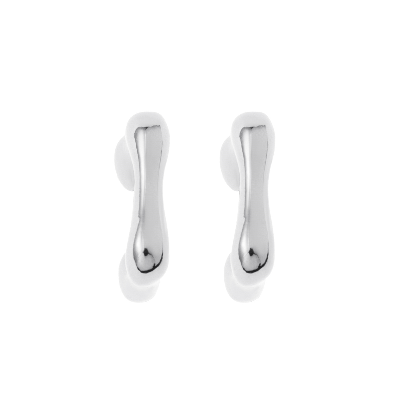 Silverfärgade örhängen, kvadratiska C-hoops - 0,5x1,5 cm